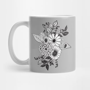 Wonderful flowers in black and white Mug